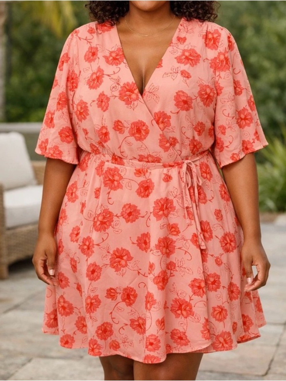 Torrid Sienna Garden Georgette Pink Wrap Dress Size 16